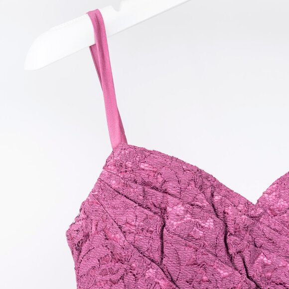 Dolce & Gabbana Pink Lace-Overlay Silk Strapless Midi Dress - Picture 5 of 10